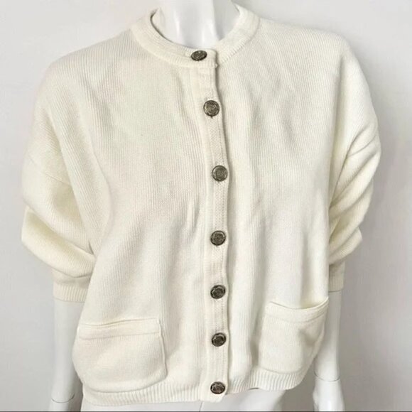 Eaton's Vintage Cream button front Sweater Cardigan  Sweater Sz S-L - Picture 1 of 10